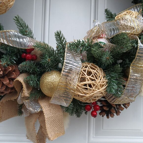 Rustic-glam, handmade 29 in multi-color Christmas wreath! - Picture 4 of 6